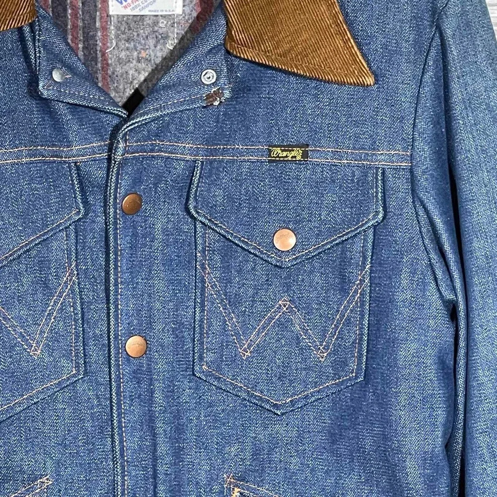 RARE 70s USA Vintage Wrangler No Fault Denim Blanket Lined Jacket - Picture 3 of 9